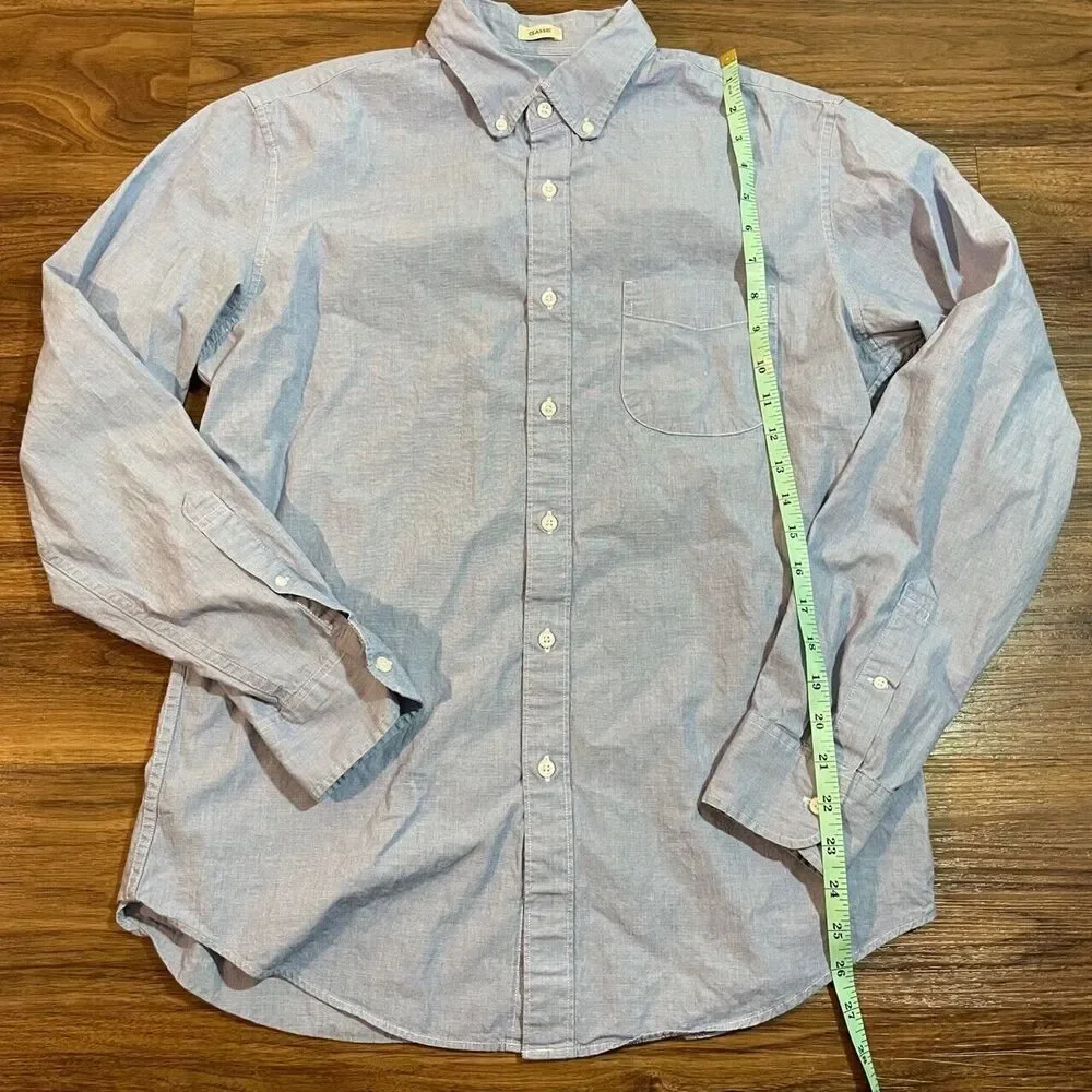J. Crew Classic Stretch Button Down Long Sleeve Shirt Blue Casual Cotton Men's M